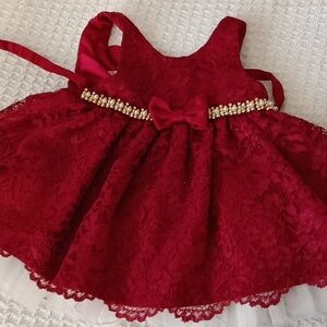 Elegant Red Lace Baby Dress
